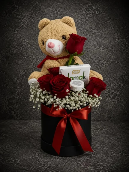 Peluş Ayıcık, Kırmızı Gül ve Çikolata. ARJ0060
