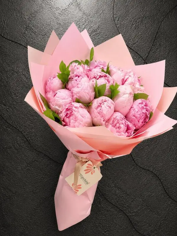 Buca-Cicekci-I-Izmir-Cicekci-BKT0036 15 Dal Pembe Şakayık Buketi. Buca Çiçekçi.BKT0036