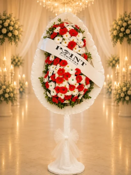 Buca Çiçekçi YAPAY Kırmızı / Beyaz Gerbera Çelenk CLK0051