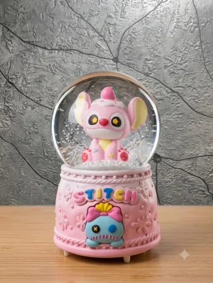 Pembe Sevimli Kar Küresi KAR0011 renkli figürlü dekoratif hediyelik kar küresi